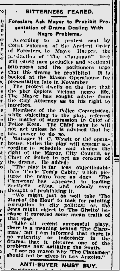 Oct. 11, 1908, Clansman 