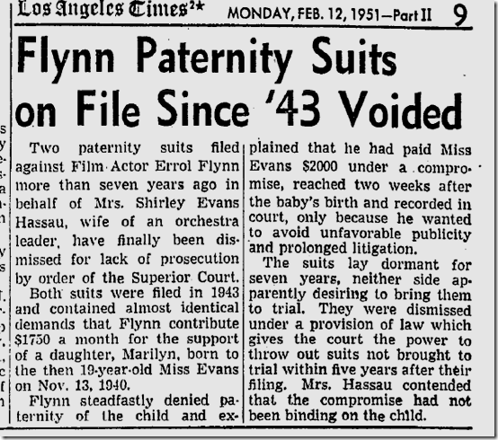 Feb. 12, 1951, Flyn Paternity Suits Feb. 12, 1951, Flyn Paternity Suits