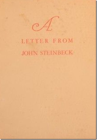 Zamorano Club, Letter From John Steinbeck Zamorano Club, Letter From John Steinbeck