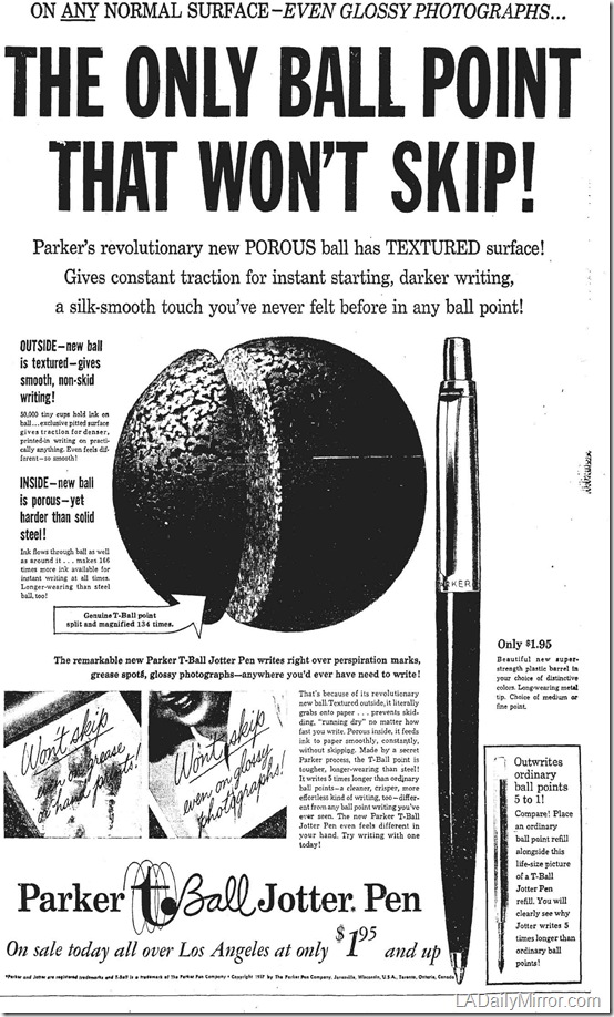 Sept. 16, 1957, Parker T-Ball Jotter Sept. 16, 1957, Parker T-Ball Jotter
