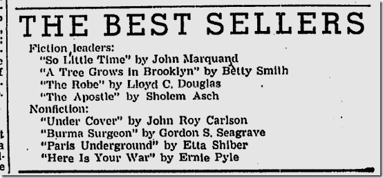Dec. 19, 1943, Best Sellers