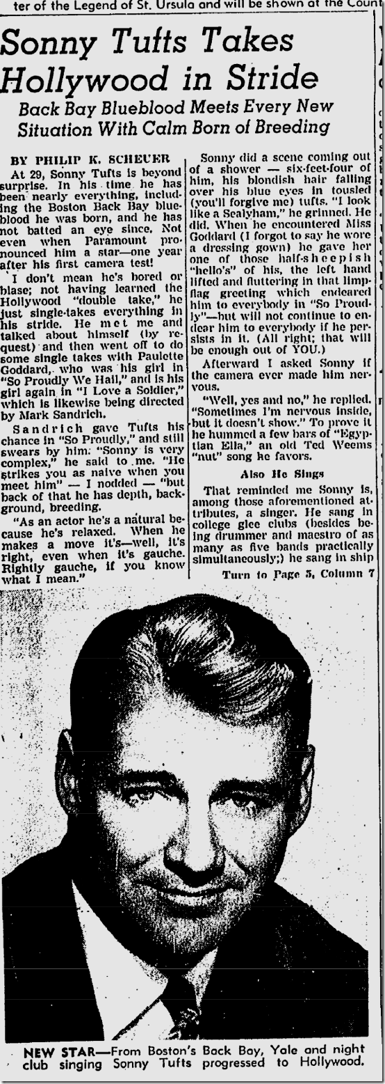 Dec. 19, 1943, Sonny Tufts