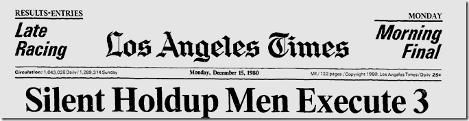 Dec. 15, 1980, Bob's Big Boy Robbery 