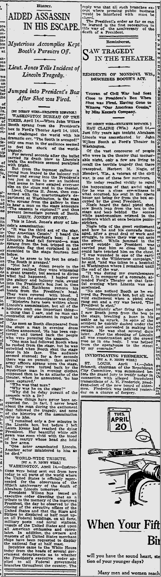 April 15, 1915, Lincoln Anniversary April 15, 1915, Lincoln Anniversary