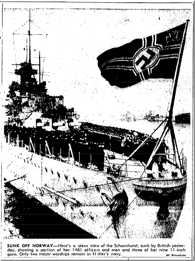 Dec. 27, 1943, Nazi Battleship Sunk 