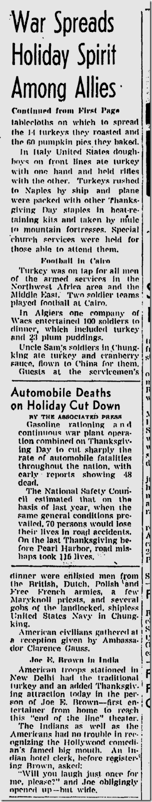 Nov. 26, 1943, Thanksgiving Nov. 26, 1943, Thanksgiving