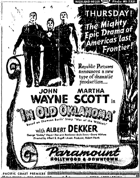 Nov. 28, 1943, In Old Oklahoma 