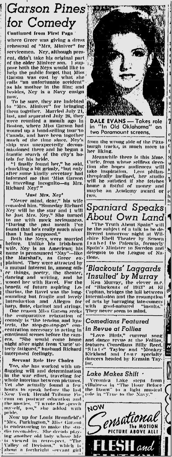 Dec. 12, 1943, Gree Garson 