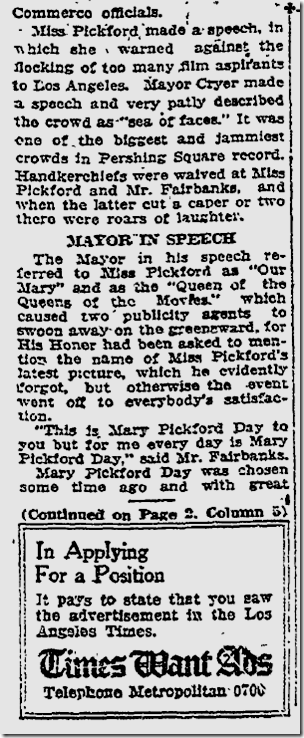Dec. 4, 1923, Mary Pickford Day 