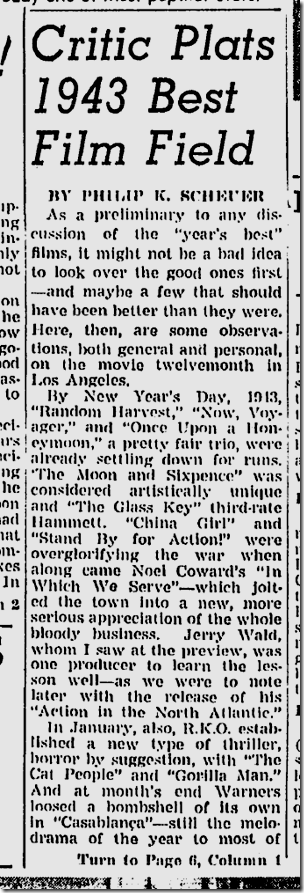 Dec. 26, 1943, best films of the year 