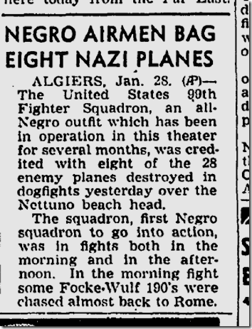 Jan. 29, 1944, Negro Airmen Jan. 29, 1944, Negro Airmen