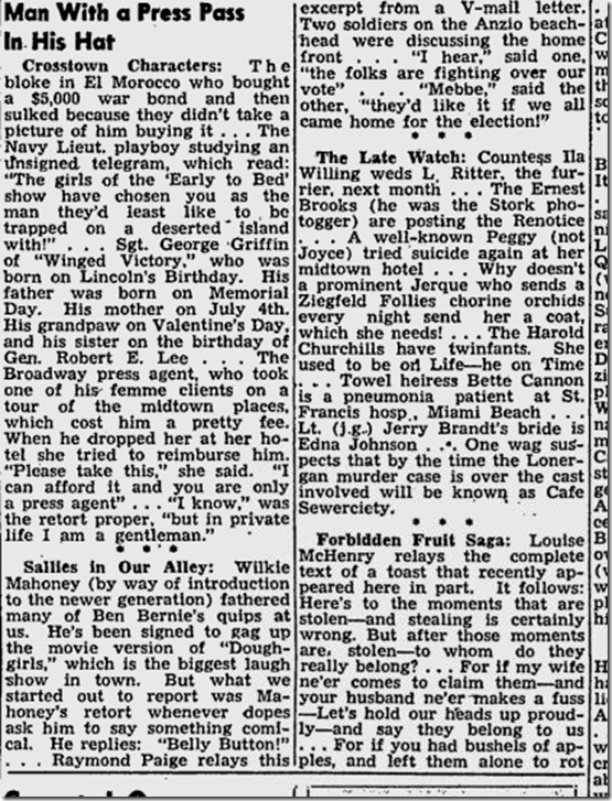 Feb. 28, 1944, Walter Winchell 