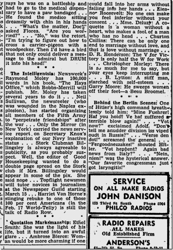 Feb. 29, 1944, Walter Winchell 