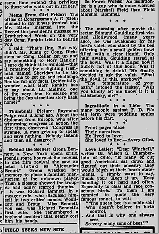 Feb. 4, 1944, Walter Winchell 