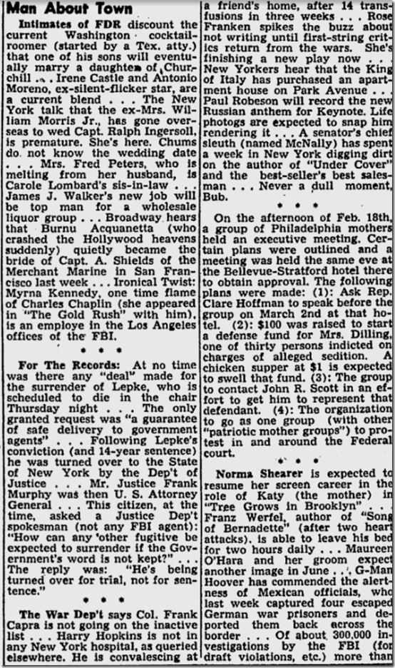 March 1, 1944, Walter Winchell 