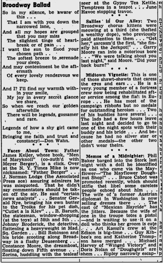 March 6, 1944, Walter Winchell 