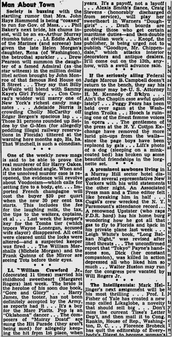 March 7, 1944, Walter Winchell 