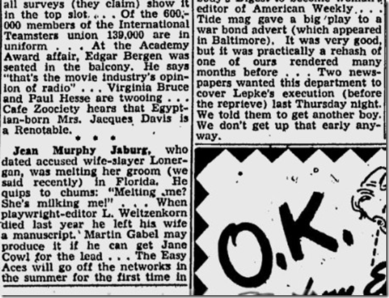 March 7, 1944, Walter Winchell