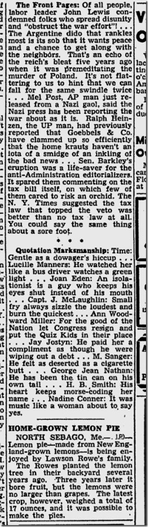 March 7, 1944, Walter Winchell 