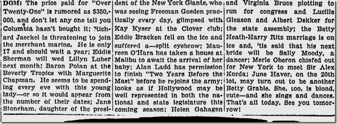 March 10, 1944, Louella Parsons 