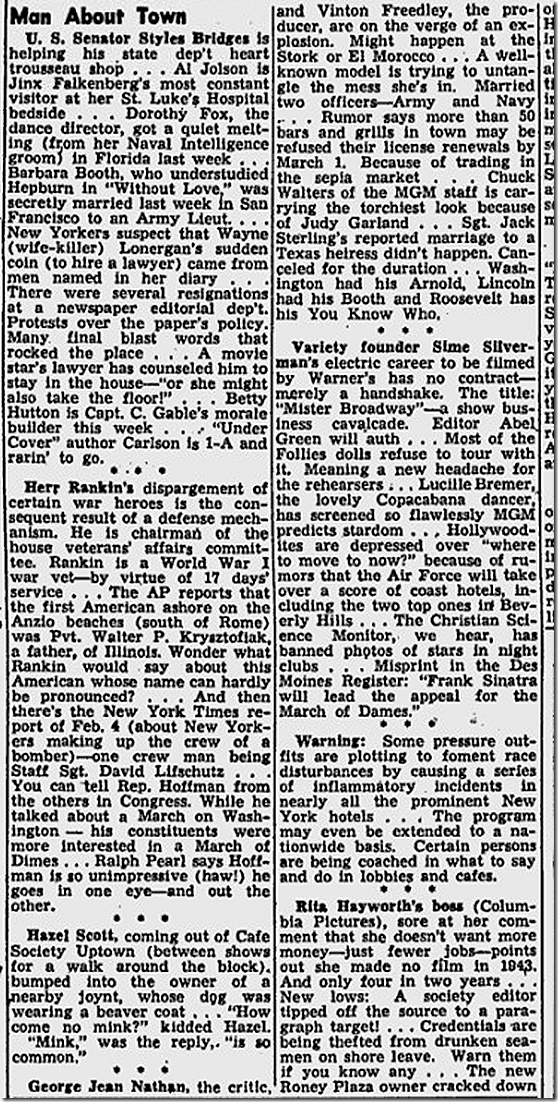 Feb. 9, 1944, Walter Winchell 