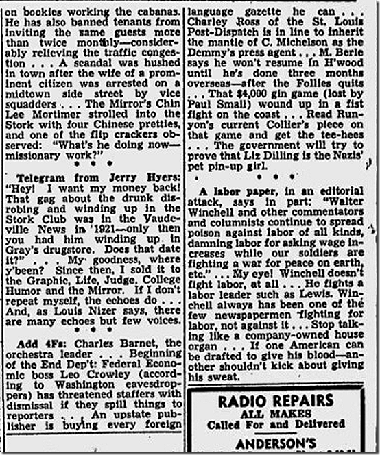 Feb. 9, 1944, Walter Winchell 