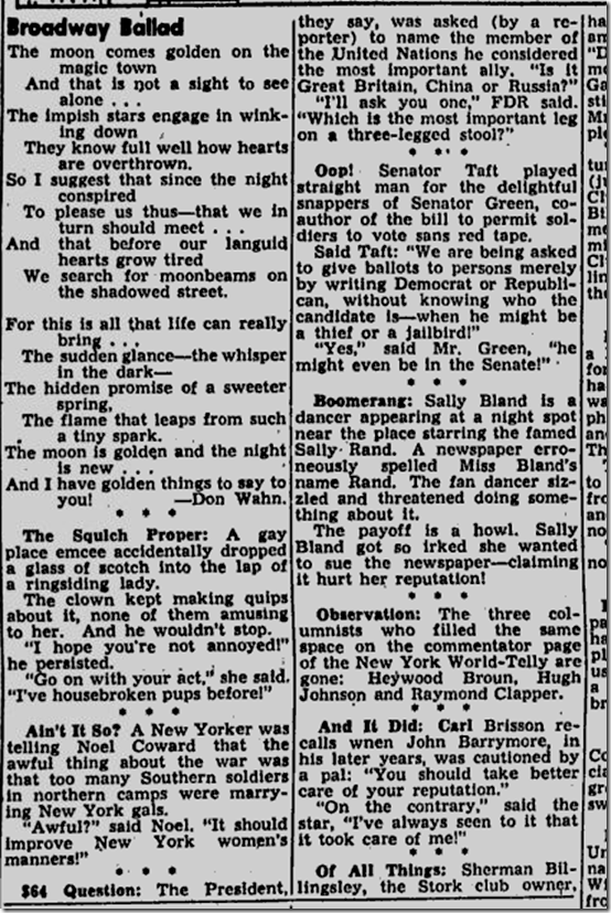 Feb. 11, 1944, Walter Winchell 