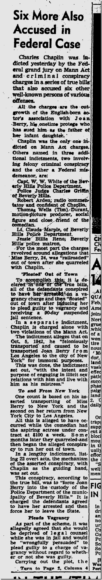 Feb. 11, 1944, Chaplin Indicted