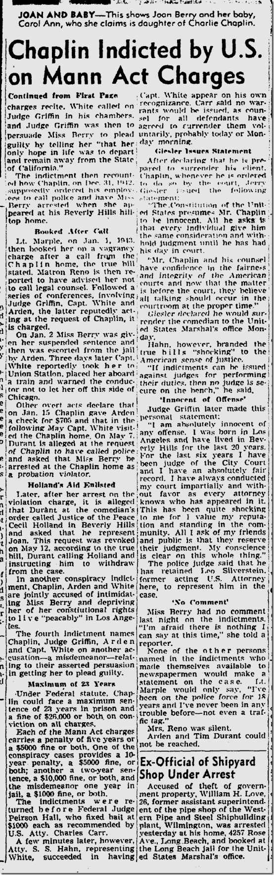 Feb. 11, 1944, Chaplin Indicted