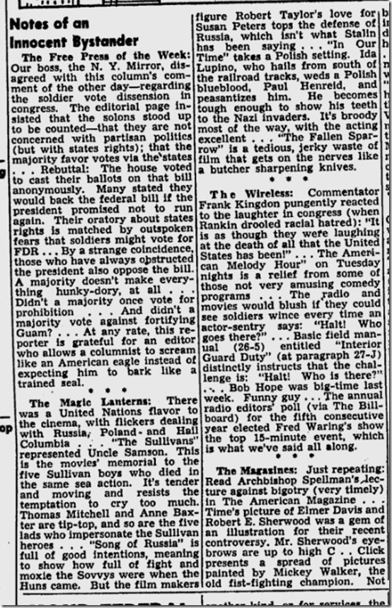 Feb. 15, 1944, Walter Winchell 