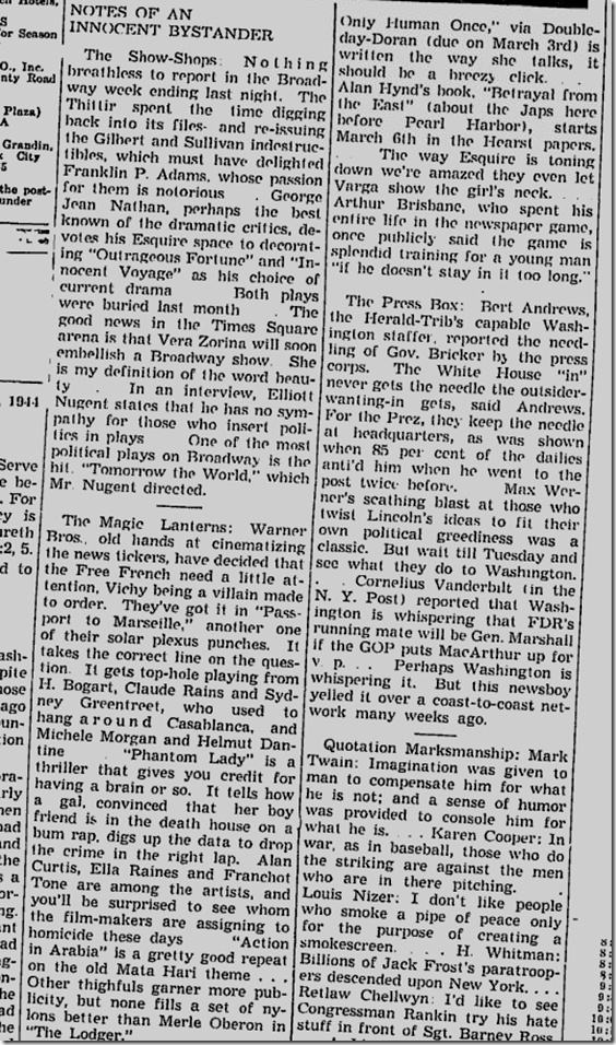 Feb. 22, 1944, Walter Winchell 