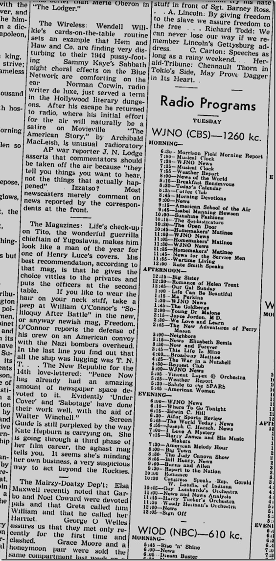 Feb. 22, 1944, Walter Winchell 