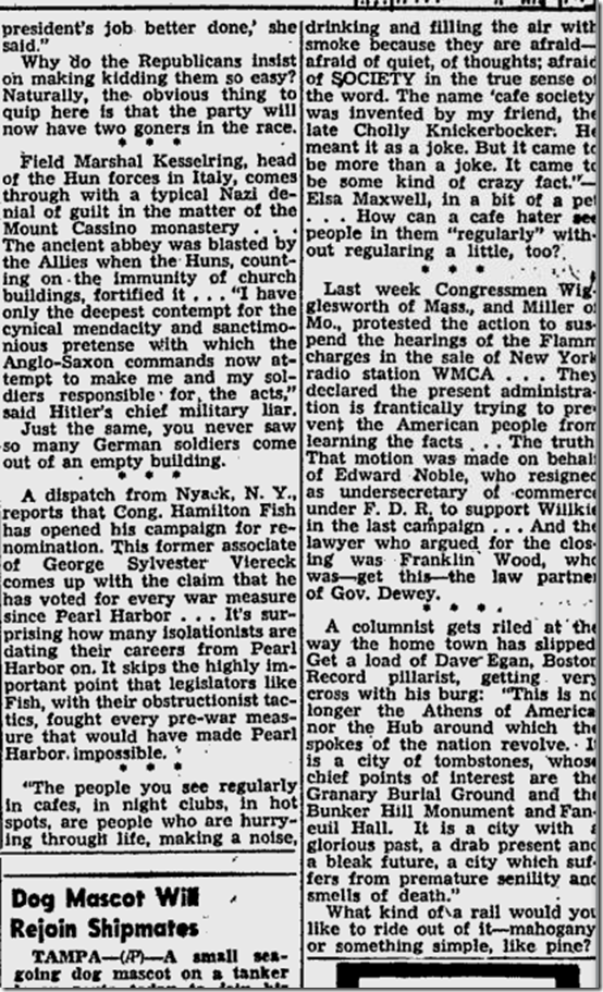 Feb. 24, 1944, Walter Winchell on Broadway 