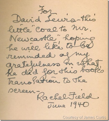 Inscription from Rachel Field 