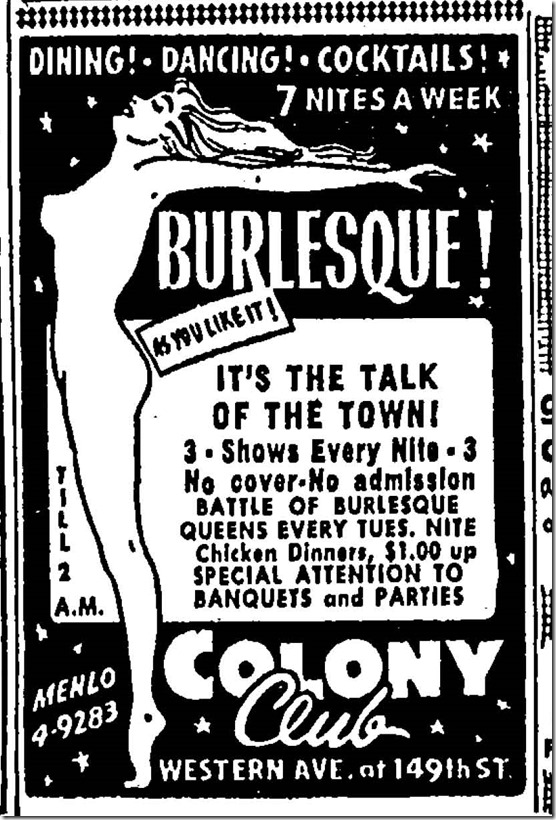 June 25, 1949, Burlesque 