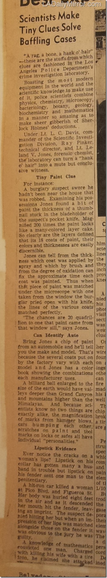 March 10, 1946, LAPD Crime Lab 