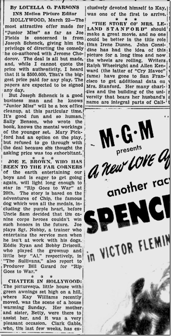 March 22, 1944, Louella Parsons