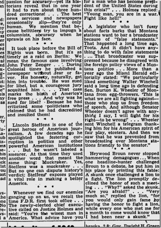 March 24, 1944, Walter Winchell 