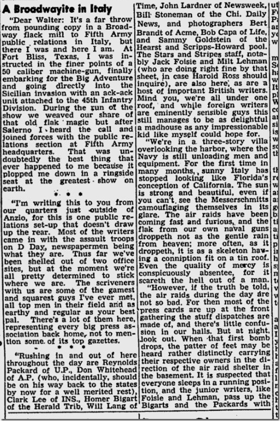 March 25, 1944, Walter Winchell 