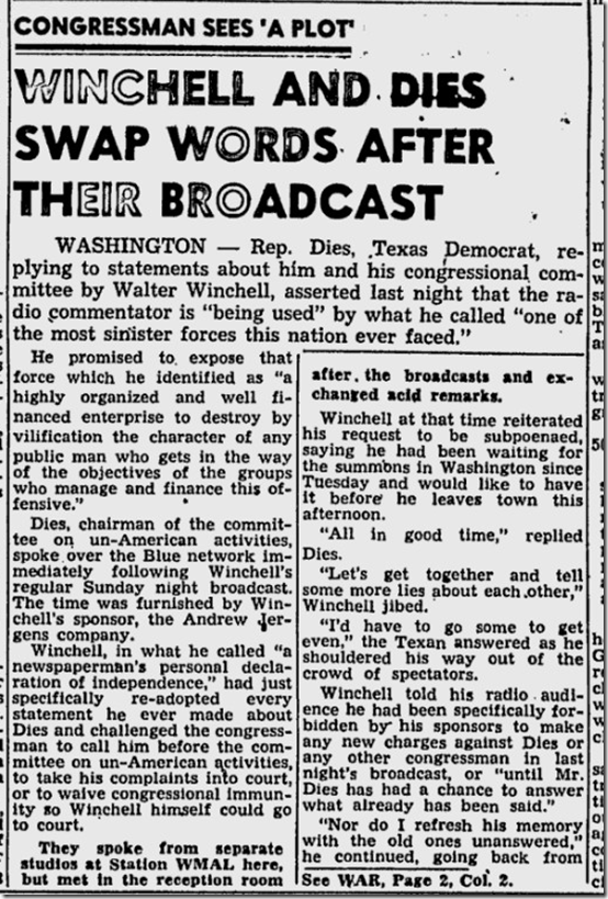 March 26, 1944, Walter Winchell 