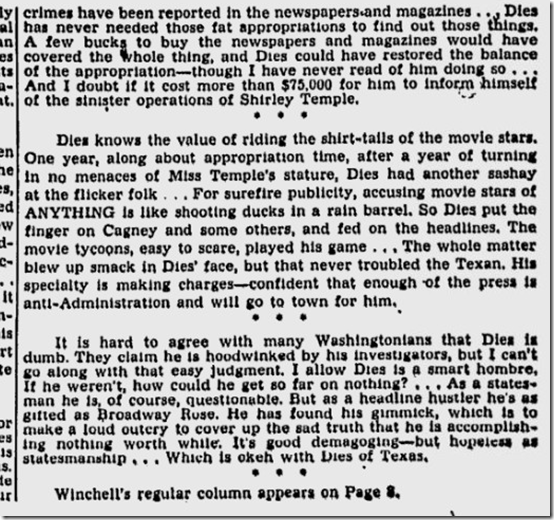 March 26, 1944, Walter Winchell 