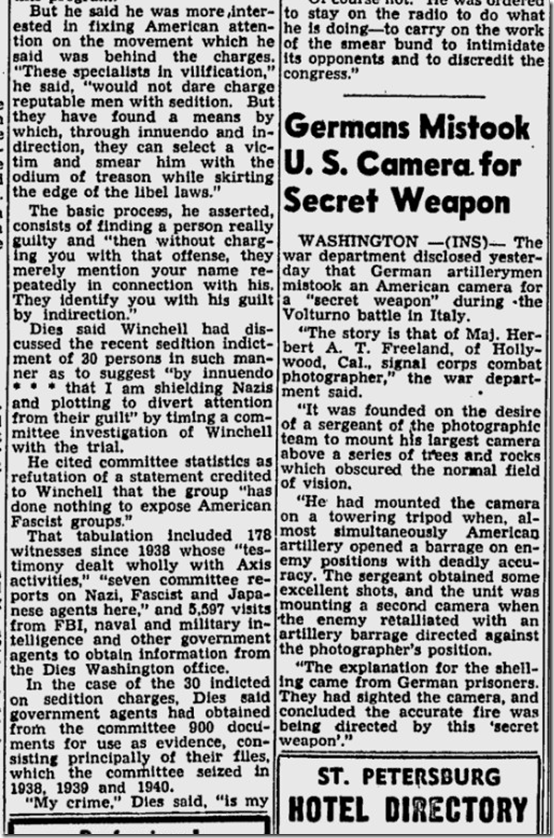 March 26, 1944, Walter Winchell 