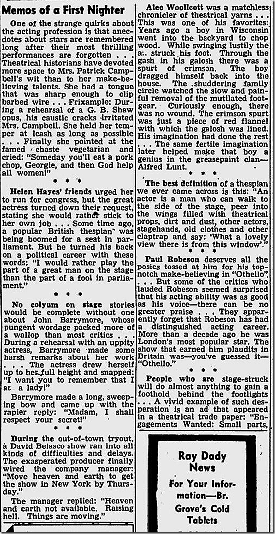 March 13, 1944, Walter Winchell 