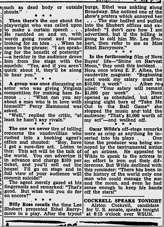 March 13, 1944, Walter Winchell 