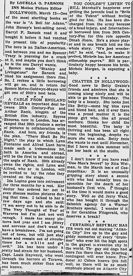 March 13, 1944, Louella Parsons March 13, 1944, Louella Parsons
