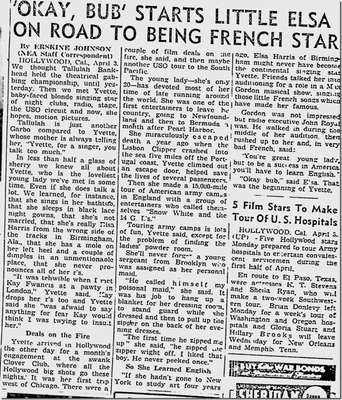 April 3, 1944, Erskine Johnson April 3, 1944, Erskine Johnson