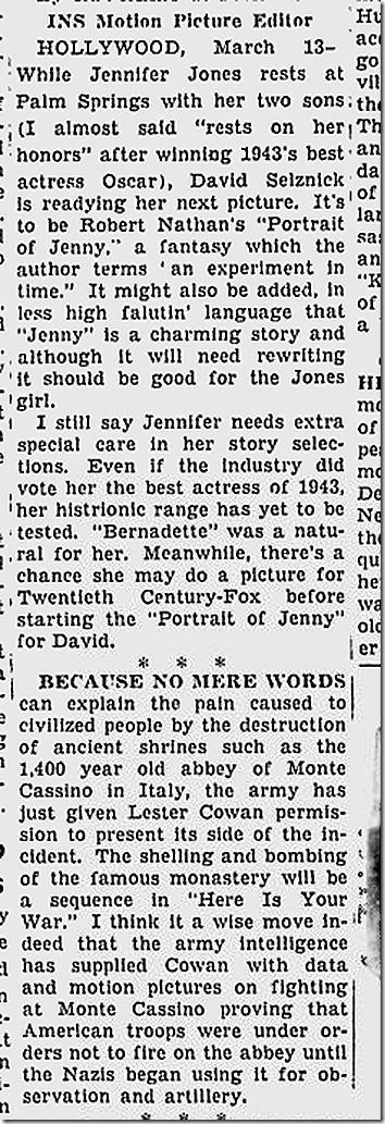 March 14, 1944, Louella Parsons 