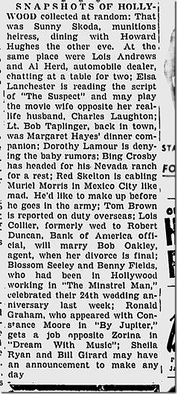 March 14, 1944, Louella Parsons