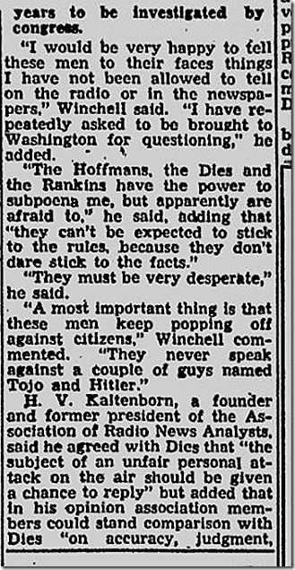 March 14, 1944, Walter Winchell 