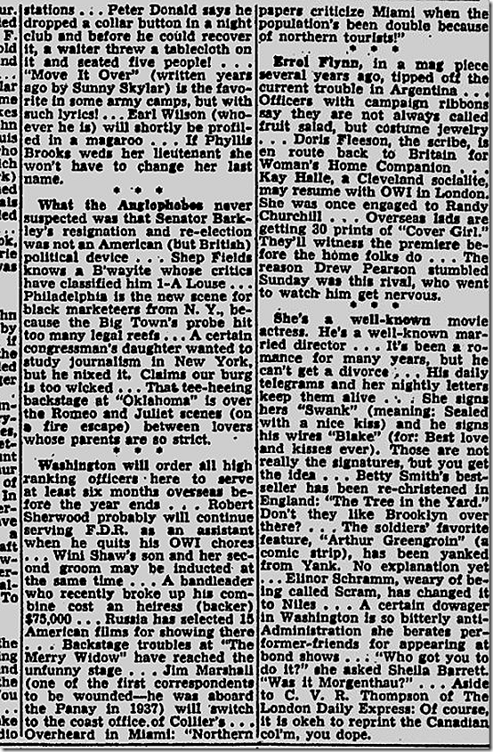 March 11, 1944, Walter Winchell